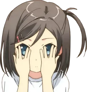 ☺️ anime, girl, hiding, peek, cute, child, cartoon whatsapp sticker
