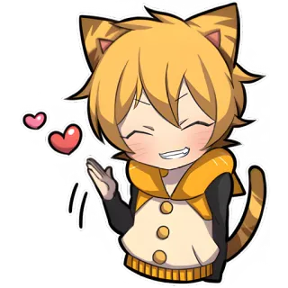 😁 고양이, 애니메이션, 치비, 귀여운, 하트, 귀여운, 만화 telegram sticker