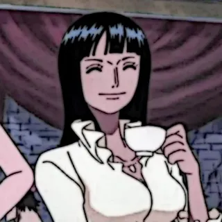 📜 Nico Robin One Piece 动漫, 海贼王, 妮可·罗宾, 角色, 海盗, 微笑 telegram sticker