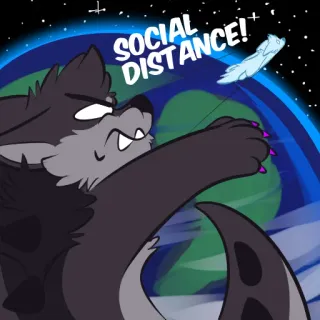 🥏 SOCIAL DISTANCE! distanciamento social, lobo, terra, desenho animado, espaço telegram sticker