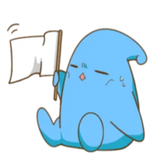 😶 imut, bendera, kartun, biru, menyerah, perdamaian, bendera putih whatsapp sticker