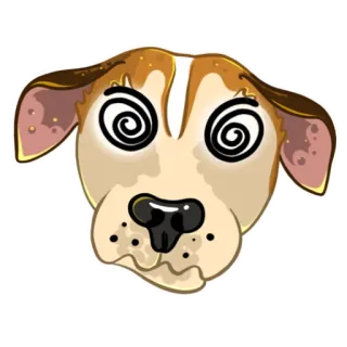 😵‍💫 chien, dessin animé, hypnotisé, spirale, drôle, hébété telegram sticker