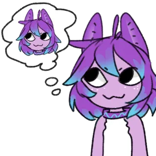 💭 紫, 青, アニメ, 漫画, 猫, 考える, かわいい, ステッカー telegram sticker