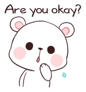 🐵 Are you okay? oso, lindo, sticker, pregunta, oso blanco, kawaii telegram sticker