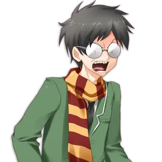 😱 bravo, anime, cachecol, óculos, desenho animado telegram sticker