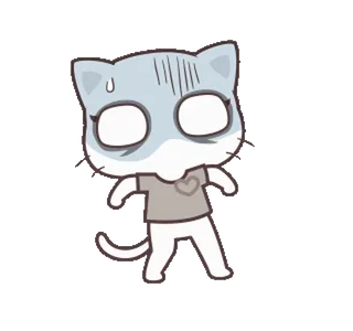 😰 gato, dibujo animado, pegatina, animal, felino, personaje whatsapp sticker