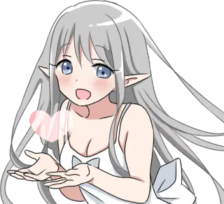 ❤️ Garota anime, Elfo, Desenho animado, Fofo, Coração, Amor whatsapp sticker