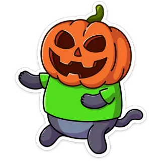 ⭐ halloween, pumpkin, cat, sticker, cartoon, cute telegram sticker