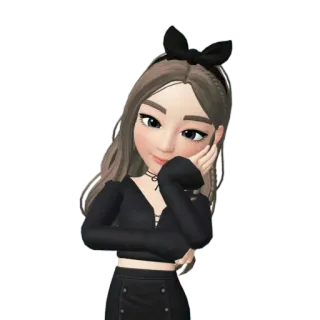 🖤 avatar, girl, cartoon, 3D, bow whatsapp sticker