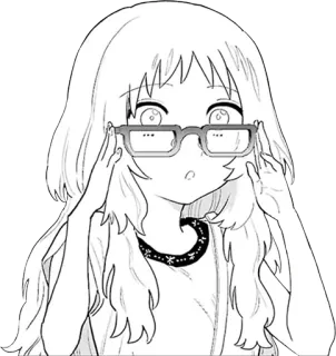 😮 Аниме, Манга, Девушка, Очки, Мультфильм, Персонаж telegram sticker