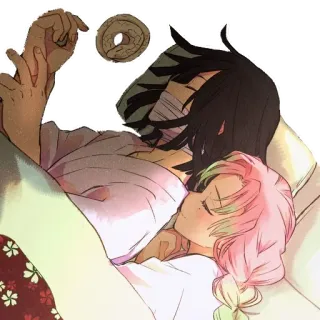 😴 anime, coppia, romantico, sonno, illustrazione telegram sticker