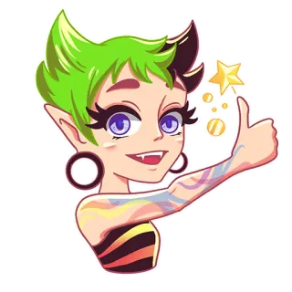 👍 Эльф, Фэнтези, Наклейка, Мультфильм, Персонаж whatsapp sticker