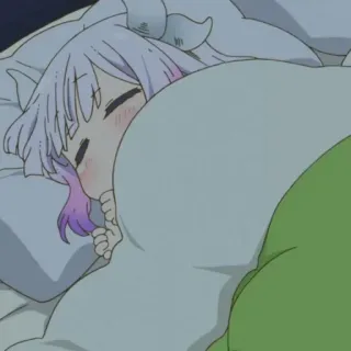 🍤 Kanna Kamui Miss Kobayashi's Dragon Maid 애니메이션, 자는, 드래곤, 칸나, 귀여운, 팬아트 whatsapp sticker
