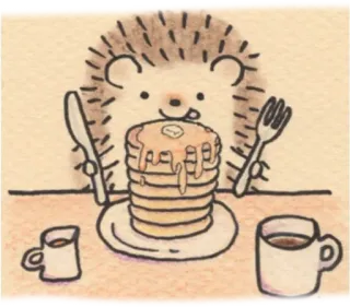 🥞 ёж, блины, завтрак, еда, милый, мультфильм telegram sticker