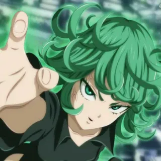 📎 Tatsumaki One-Punch Man Tatsumaki, One-Punch Man, anime, personaje, pelo verde, esper telegram sticker