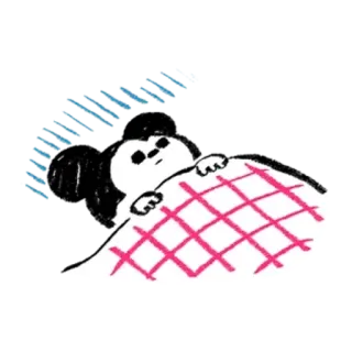 🛏 Cartone animato, Letto, Assonnato, Carino, Coperta, Scarabocchio whatsapp sticker
