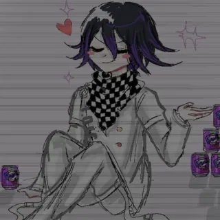 😎 Kokichi Oma Danganronpa V3: Killing Harmony Kokichi Oma, Danganronpa V3, Anime, Manga, Charakter, Lila Getränk, Süß telegram sticker