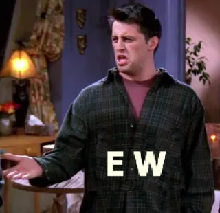 🤢 Joey Tribbiani Friends EW Qué asco, Disgustado, Reacción, Joey Tribbiani, Friends, Sitcom, Meme whatsapp sticker