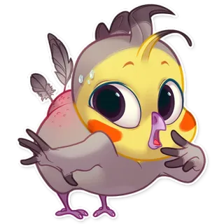 😳 vogel, Nymphensittich, süß, Cartoon, tier, aufkleber telegram sticker