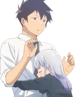👩‍❤‍👨 Anime, Paar, Cartoon, Umarmung, Charaktere telegram sticker