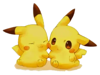 👫 Pikachu Pokemon น่ารัก, อนิเมะ, โปเกมอน, จูบ, การ์ตูน, สีเหลือง telegram sticker