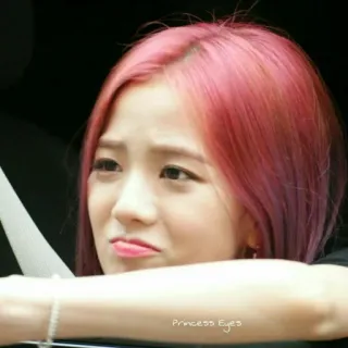 💋 Princess Eyes woman, pink hair, portrait, celebrity, kpop telegram sticker