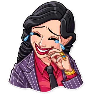 😂 cartoon, woman, crying, laughing, suit, happy, emotional telegram sticker