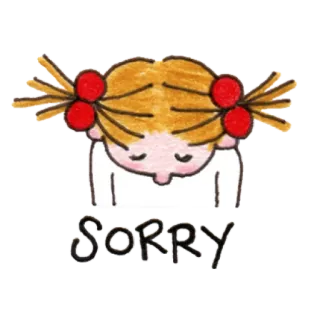 😔 SORRY desculpa, sinto muito, desenho animado, menina, triste whatsapp sticker