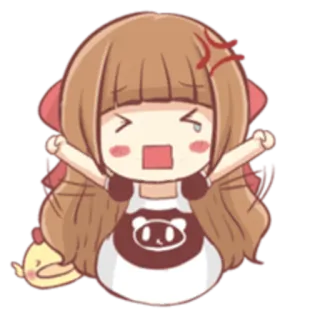 😫 sticker, emoji, cartoon, mädchen, wütend, verärgert, süß, animiert, kawaii telegram sticker