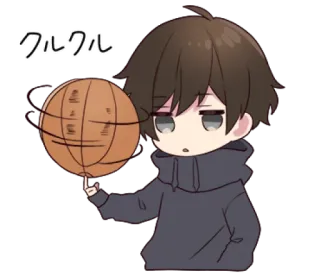 🏀 クルクル Anime, Desenho animado, Basquete, Bonito, Chibi, Kawaii telegram sticker