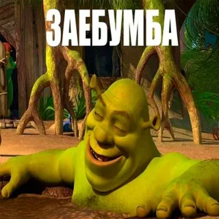 🤤 Shrek ЗАЕБУМБА シュレック, 怪物, 緑, ロシア telegram sticker