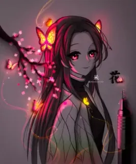 ✨ 米花 アニメ, 蝶, 女の子, 花, イラスト telegram sticker