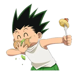 😋 Gon Freecss Hunter x Hunter Gon Freecss, Hunter x Hunter, anime, eating, food, cartoon telegram sticker