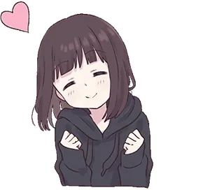 💖 Anime, Cartoon, Mädchen, Herz, Süß, Lächeln whatsapp sticker