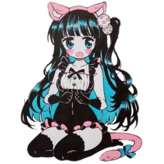 😳 アニメ, 女の子, 猫, メイド, かわいい, 可愛い telegram sticker