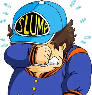 😢 SLUMP Hoạt hình, Suy sụp, Thất vọng, Tức giận, Nhân vật, Mũ lưỡi trai telegram sticker
