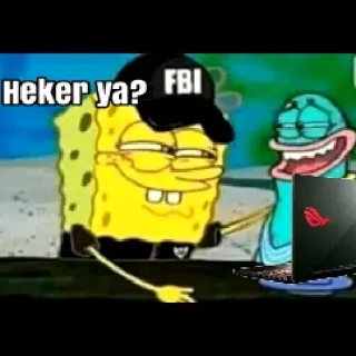 😏 SpongeBob SquarePants Heker ya? Spongebob, Meme, Komputer, FBI, Peretas whatsapp sticker