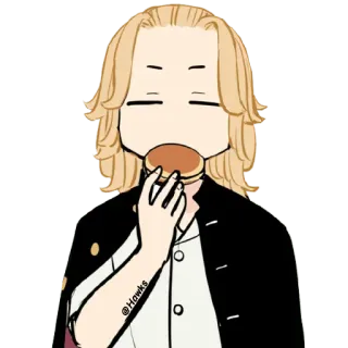 😶 @Hawks anime, postać, kreskówka, blond, jedzenie telegram sticker
