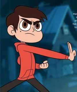 🌟 Marco Diaz Star vs. the Forces of Evil cartoon, middle finger, Marco, Diaz, offensive telegram sticker