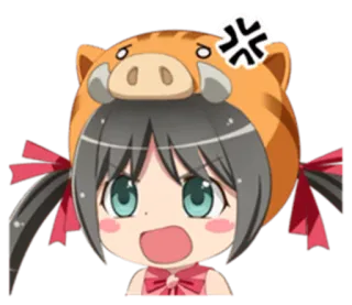 😠 anime, angry, cartoon, boar hat, cute, character telegram sticker