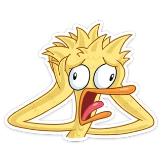 😧 Desenho animado, Pato, Expressão, Assustado, Chocado, Surpreso, Engraçado, Animal telegram sticker