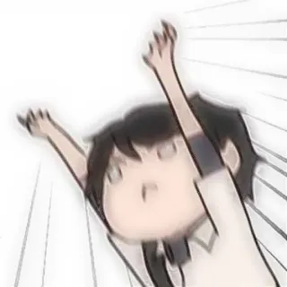🐾 Anime, Schooluniform, Meisje, Armen omhoog, Manga, Enthousiast whatsapp sticker