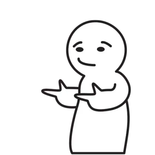 😏 white figure, cartoon, gesture, pointing, illustration, simple, character, sticker telegram sticker