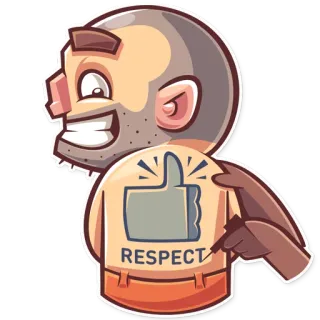 👍 RESPECT thumbs up, respect, like, gesture, cartoon, positive telegram sticker