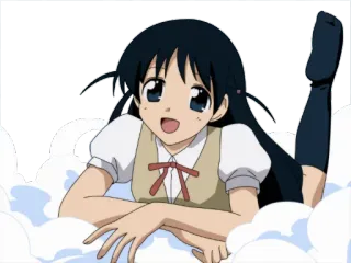 ☁ Anime, Gadis, Senyum, Imut, Karakter, Seragam sekolah, Berbaring telegram sticker