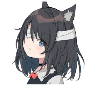 🧐 Anime, Meisje, Kattenoren, Bandage, Schattig, Manga telegram sticker