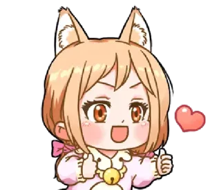 ❤️ Anime, Catgirl, Chibi, Cuore, Carino, Pollice su, Kawaii telegram sticker