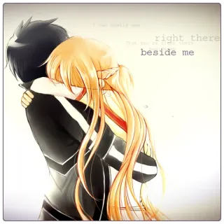 💜 i can really see right there than you're right there beside me Anime, Abbraccio, Amore, Coppia, Romance telegram sticker