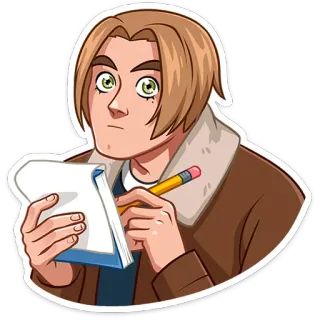 📝 Zeichnung, Skizze, Schreiben, Notizbuch, Bleistift, Porträt, Mann, Planung whatsapp sticker