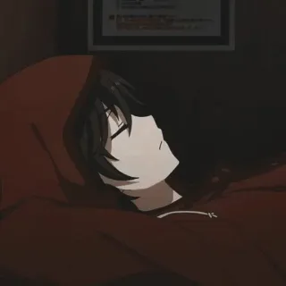 🖇 anime, sleeping, hoodie, relaxing telegram sticker